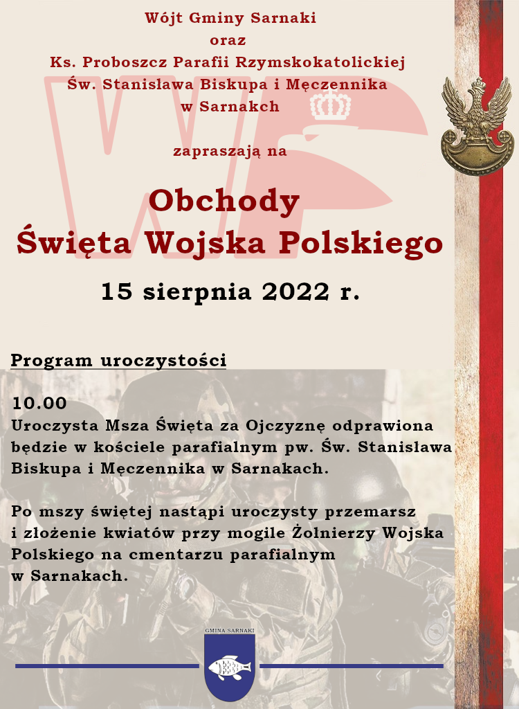 Plakat informujący o obchodach Święta Wojska Polskiego