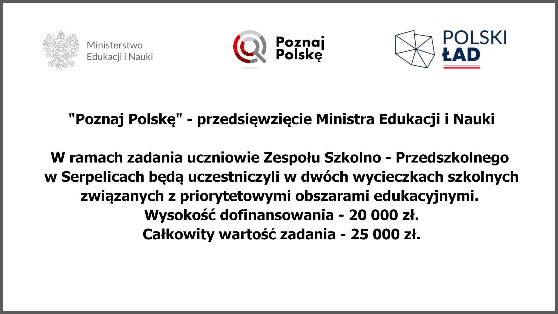 Informacja - tablica projekt "Poznaj Polskę"