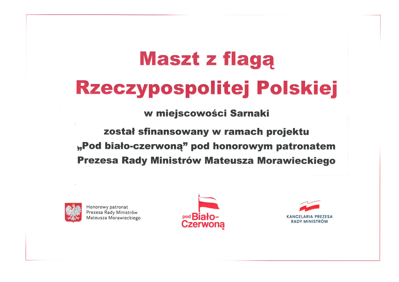grafika przedstawiająca projekt Maszt z flagą Rzeczypospolitej Polskiej