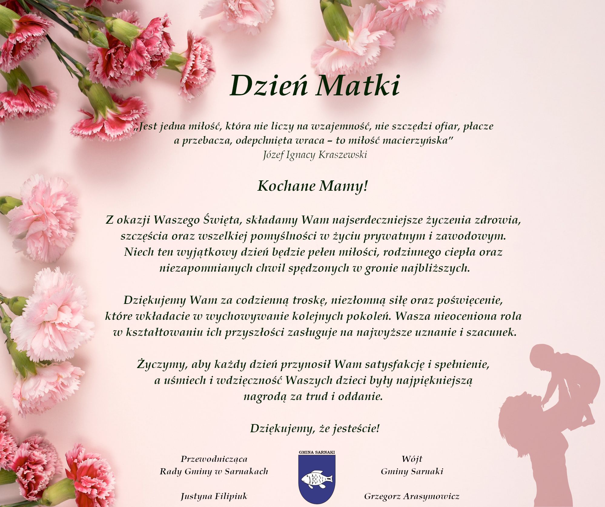 Grafika przedstawiająca życzenia na Dzień Matki