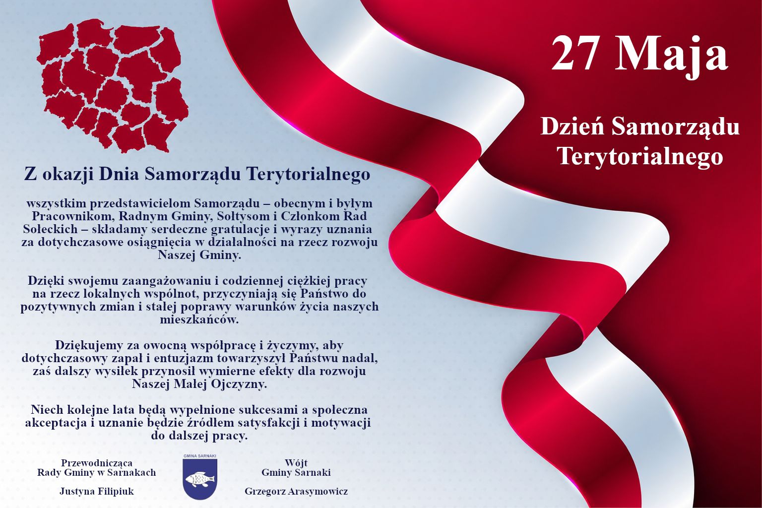 Grafika przedstawiająca życzenia z okazji Dnia Samorządowca